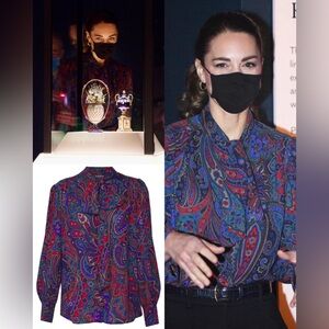 LAUREN Ralph Lauren 'Klaryce' Paisley PussyBow Blouse-ASO Kate Middleton Royal